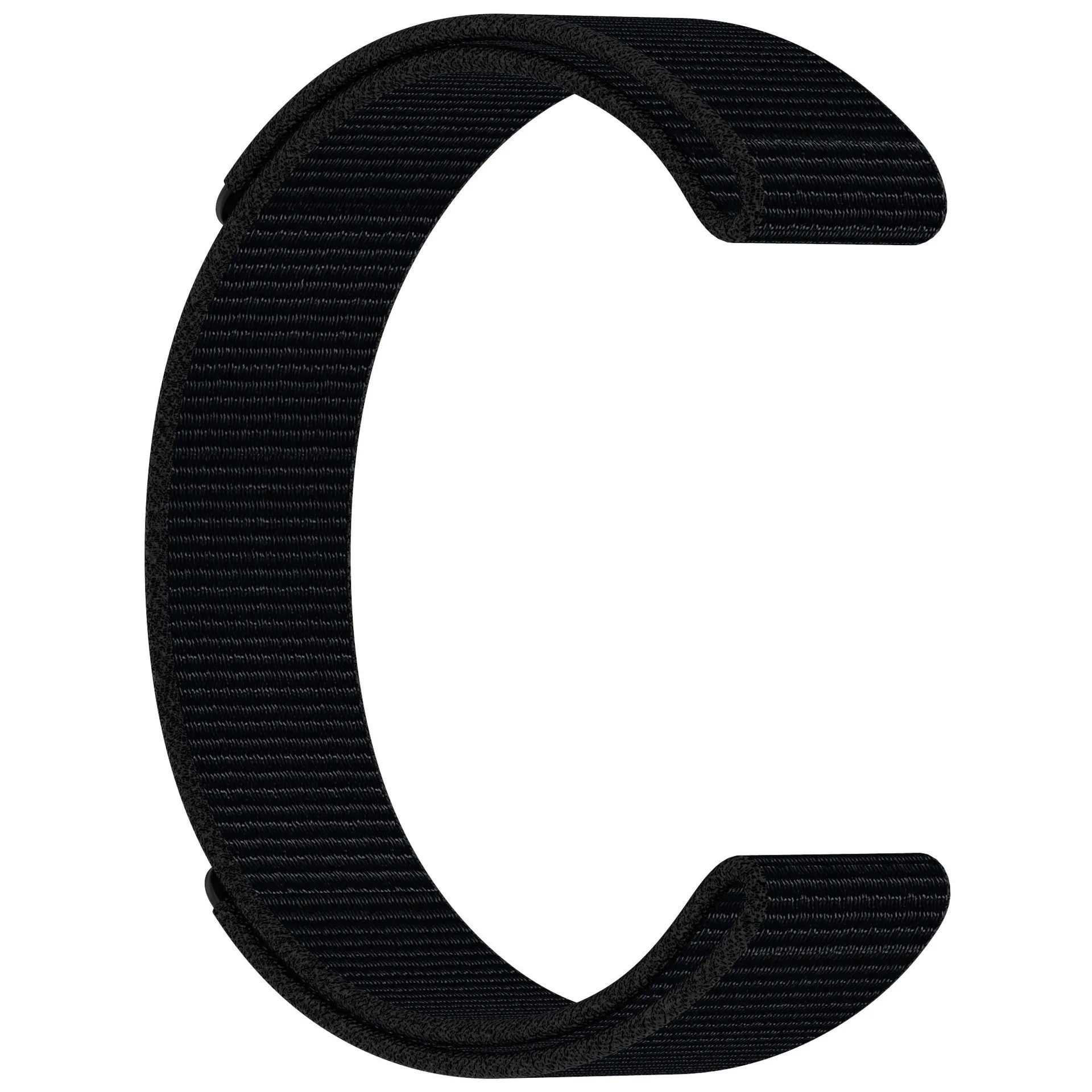 Velcro single circle nylon watchband in black with 22mm width
