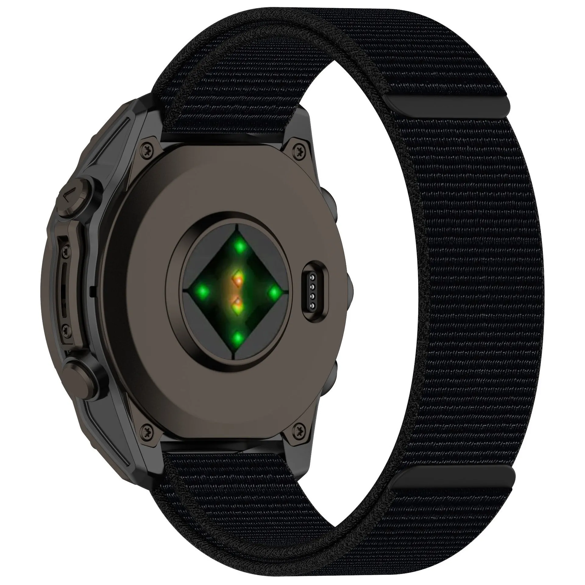 Velcro single circle nylon watchband in black with 22mm width