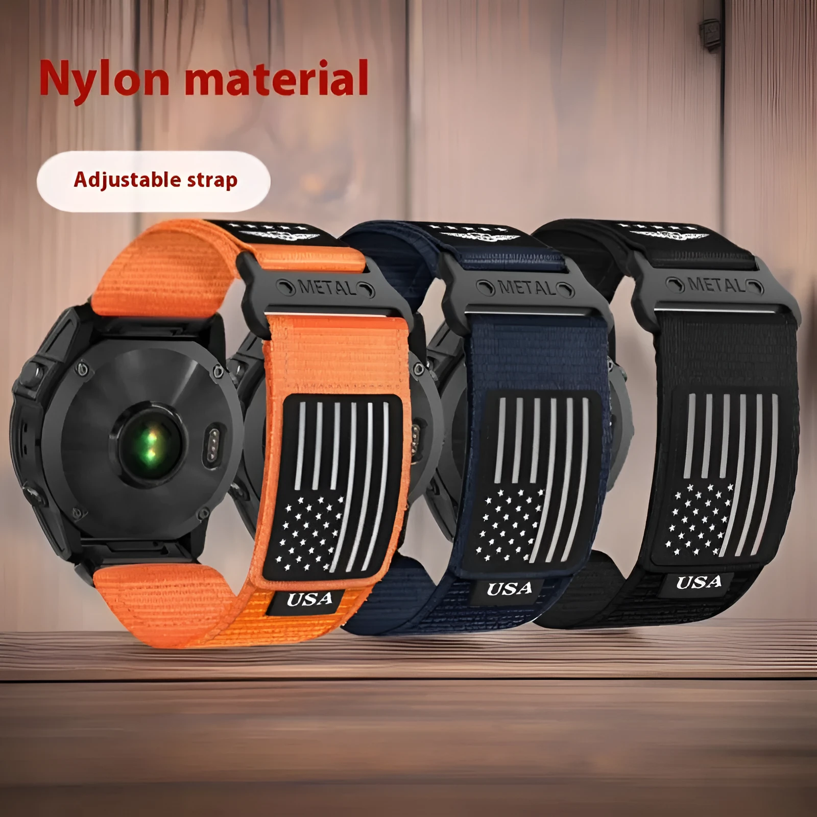 Nylon magic tape watch strap in Army Green with Velcro closure, 22mm width, for Samsung smartwatch