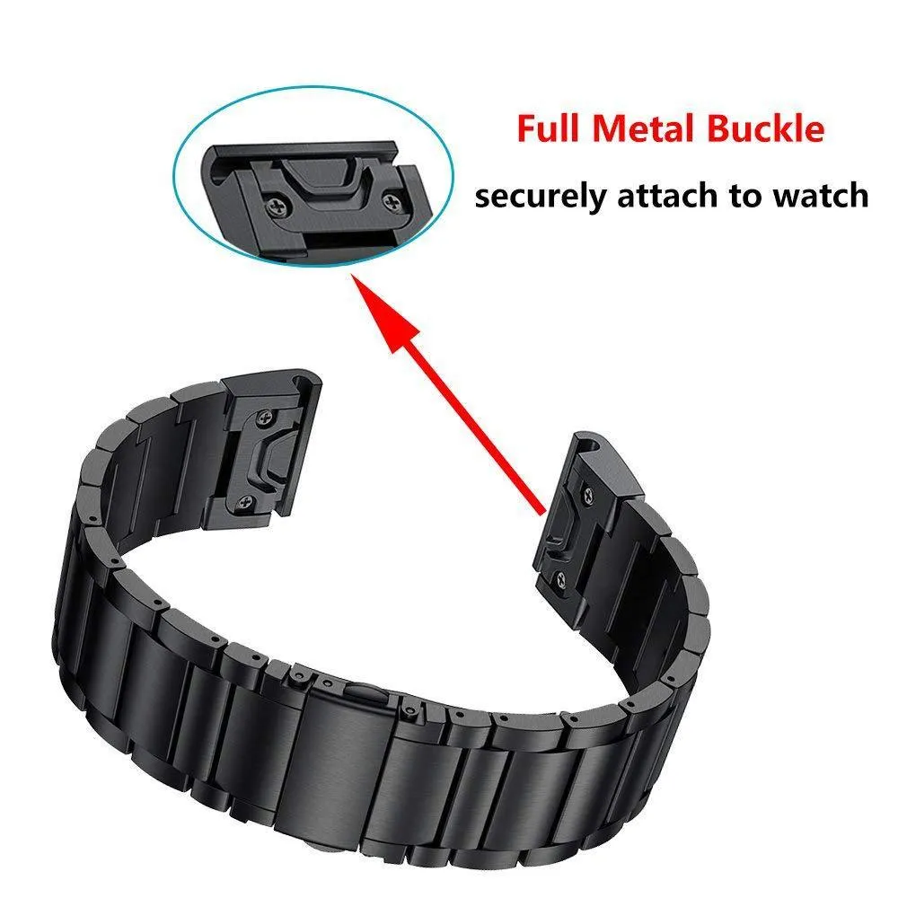 Quick release metal watch strap for Jiaming in silver 22mm width