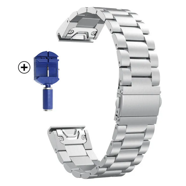 Quick release metal watch strap for Jiaming in silver 22mm width
