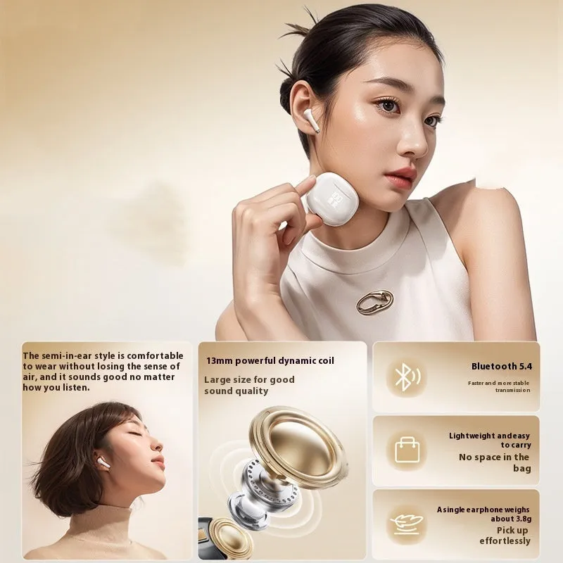 CozyBuds W39 wireless headset in Pearlescent White with earplug design and digital display