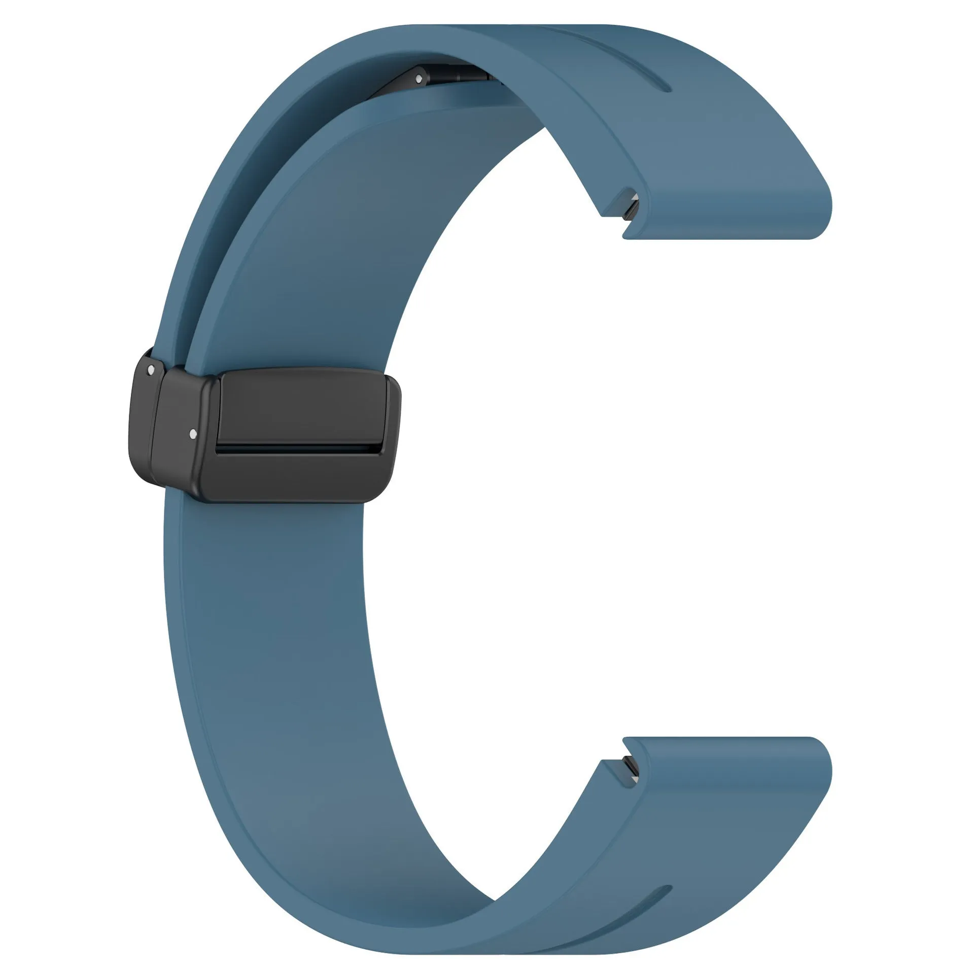 Silicone watch strap with magnetic folding buckle in black with black buttons for Garmin Fenix
