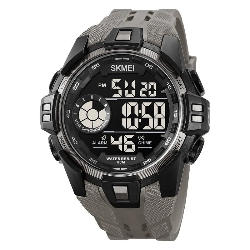 Men's electronic sport watch with 50mm resin dial and TPU strap in five colour options