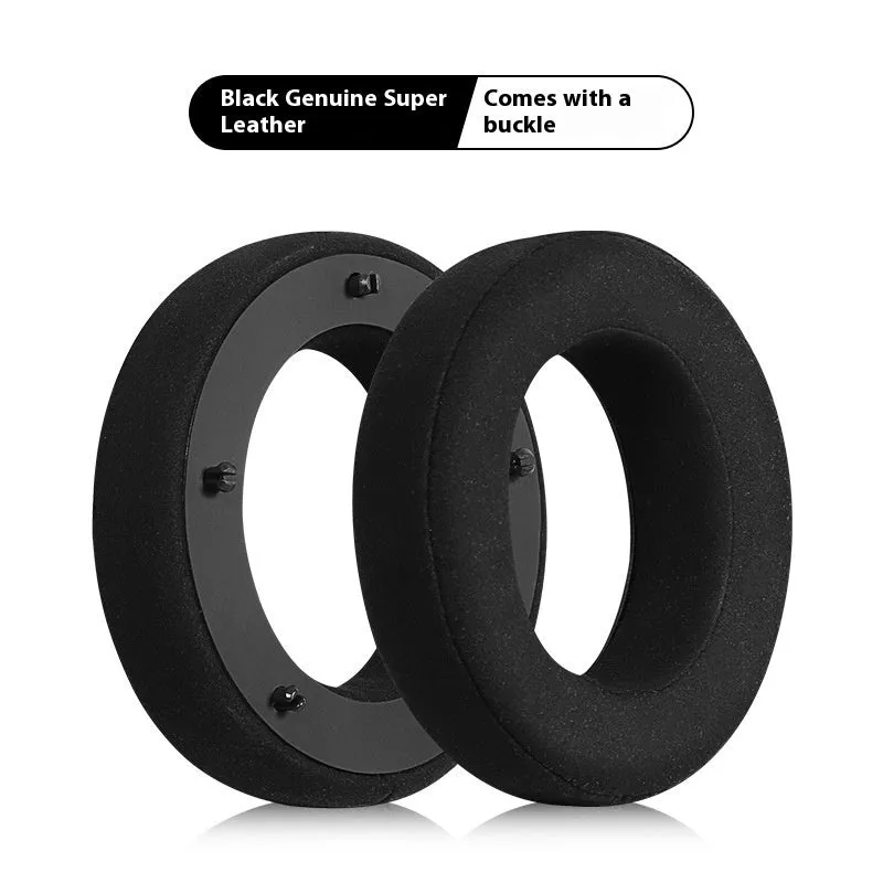 Genuine leather ear pad cover for Focal Clear Mg Pro headphones in black with single buckle design