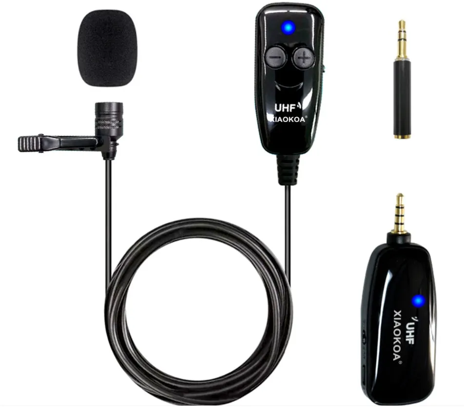 Black mobile phone lavalier microphone with 3.5mm plug for smartphone audio recording