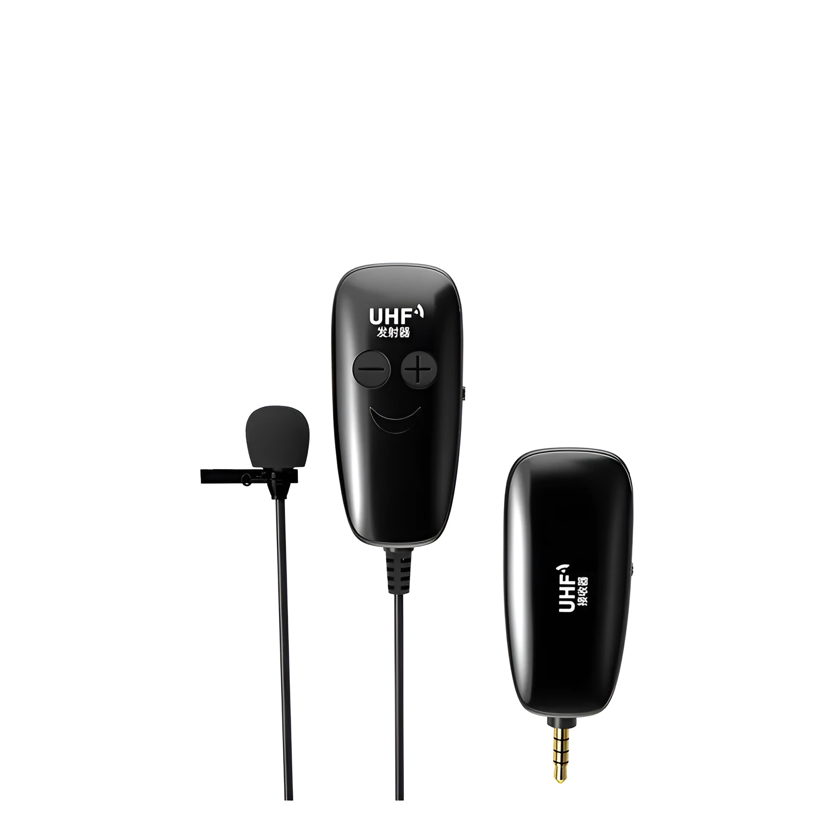 Black mobile phone lavalier microphone with 3.5mm plug for smartphone audio recording