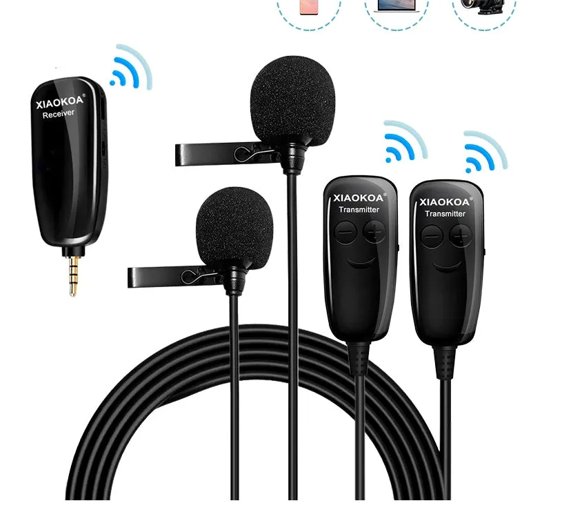 Black mobile phone lavalier microphone with 3.5mm plug for smartphone audio recording