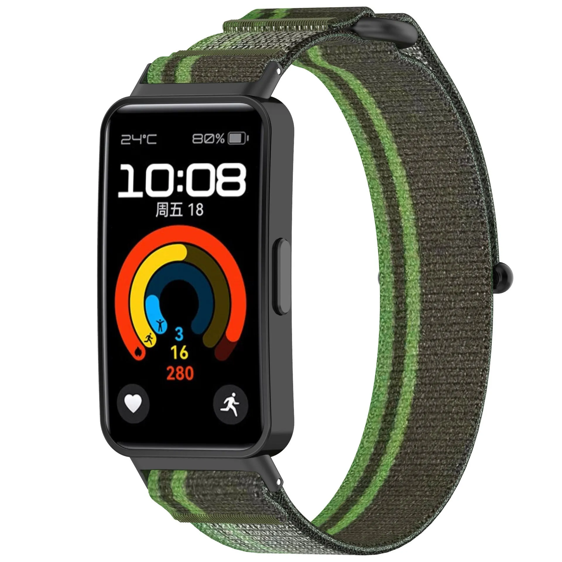 Braided loop nylon watchband for Huawei Watch Band 10 9 8 in colour orange with rice