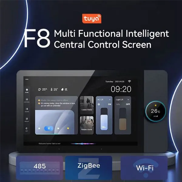 Graffiti smart central control home panel 8 inch IPS LCD touch screen with quad core processor for lighting and audio control