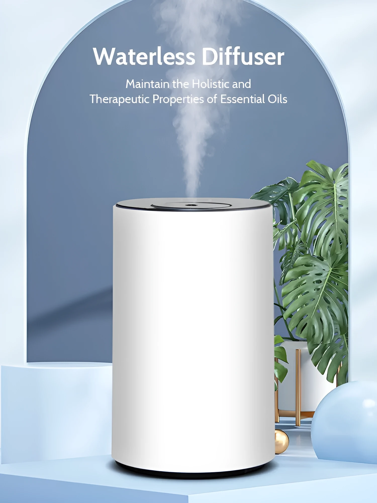 Black rechargeable car air freshener diffuser with automatic mist spray in vehicle cup holder