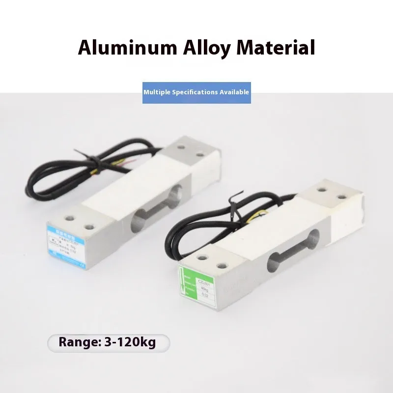 Electronic scale weighing sensor load cell with metal construction and connecting wires, available in 6kg to 60kg capacities