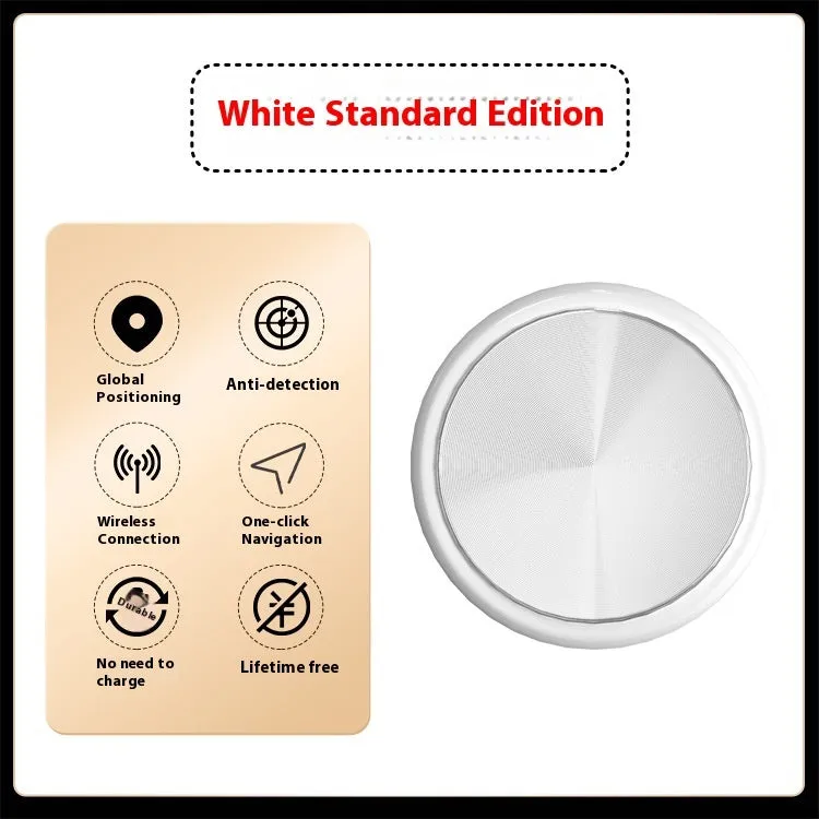 White round section Bluetooth tracker with strong magnetic suction on a metal surface, compatible with smartphones for anti-loss tracking