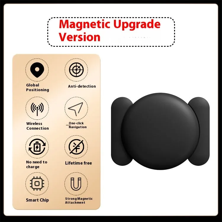 White round section Bluetooth tracker with strong magnetic suction on a metal surface, compatible with smartphones for anti-loss tracking