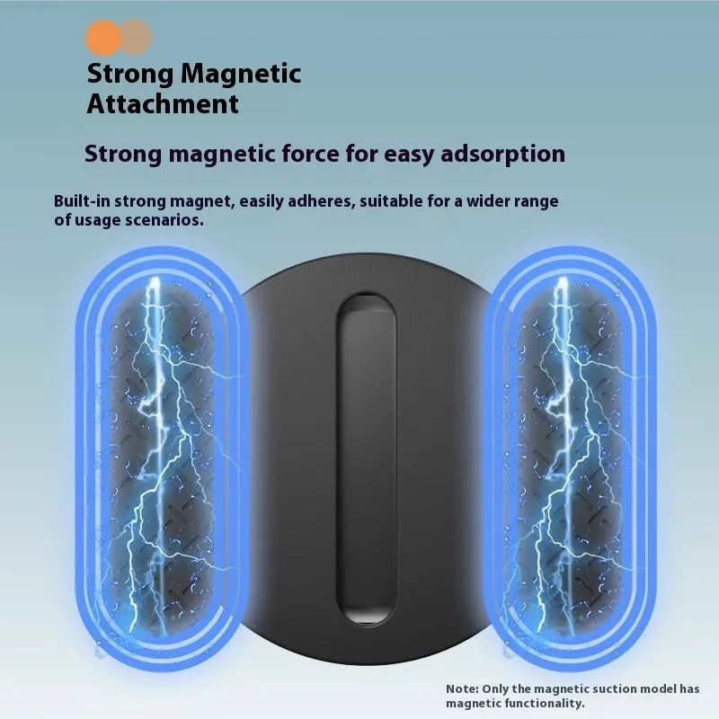 White round section Bluetooth tracker with strong magnetic suction on a metal surface, compatible with smartphones for anti-loss tracking