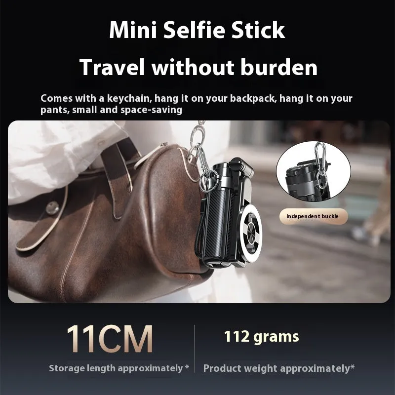 T20C mini magnetic selfie stick with Bluetooth handle and alloy body for universal smartphone use