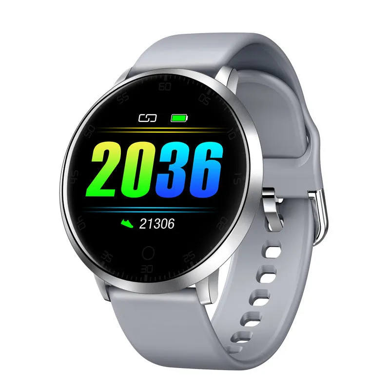 Black ultra-thin smart health bracelet with 45mm zinc alloy case and 1.3-inch screen on a silicone strap.