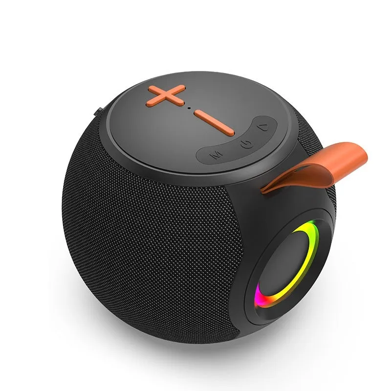 Black portable Bluetooth speaker with RGB lamp waterproof TWS 5W