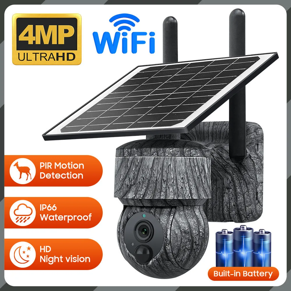 Camouflage solar outdoor surveillance camera with 4G and night vision, IP66 rated, 180 x 200 x 130 mm