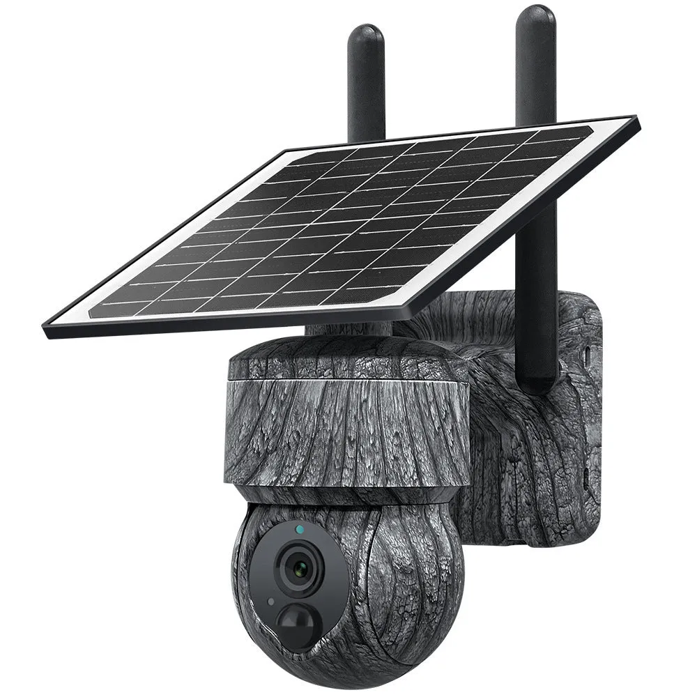 Camouflage solar outdoor surveillance camera with 4G and night vision, IP66 rated, 180 x 200 x 130 mm