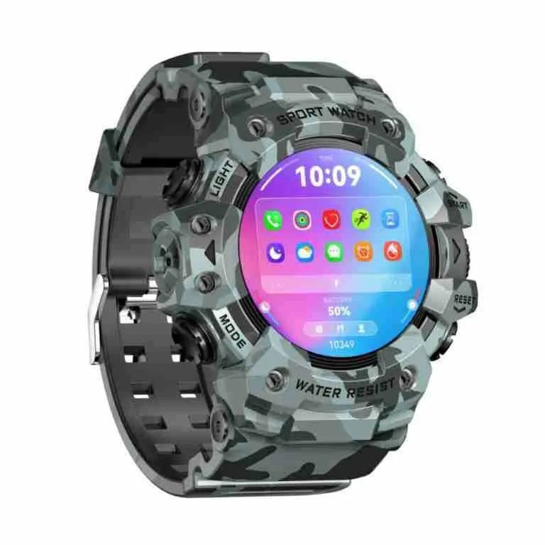 Smart watch bracelet with TFT screen in black, camouflage blue, and camouflage gray with heart rate, sleep, and blood oxygen monitoring