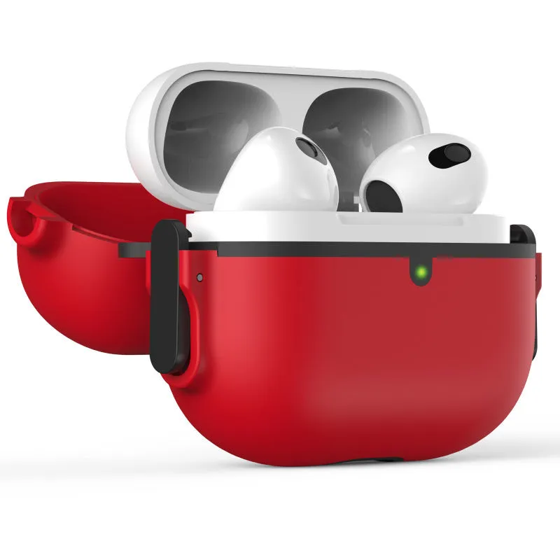 Hard silicone PC protective case for Apple AirPods with frosted finish in black