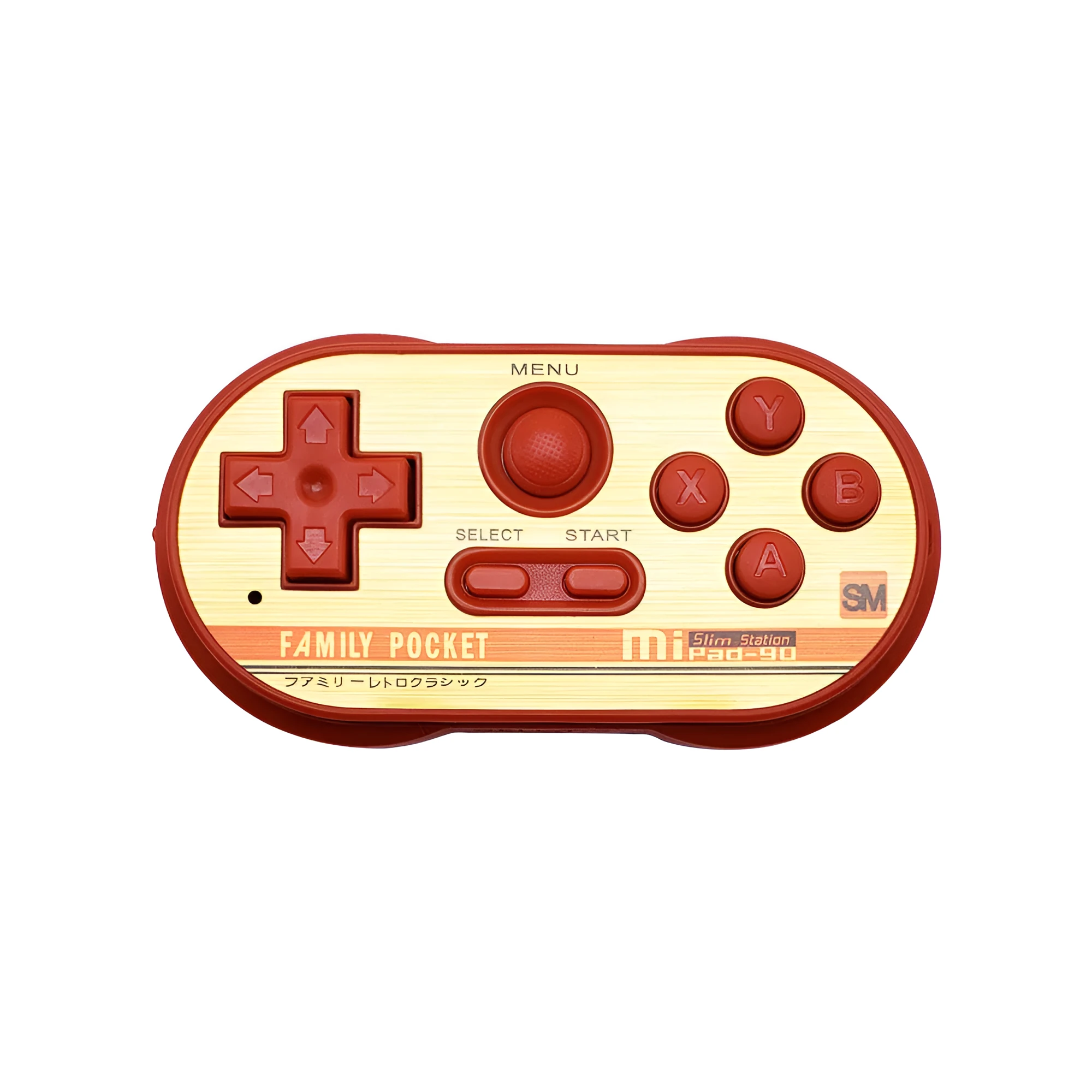 Mini handheld video game console with 20 built-in NES games, shown in black, measuring 85x45x15mm with AV output cable