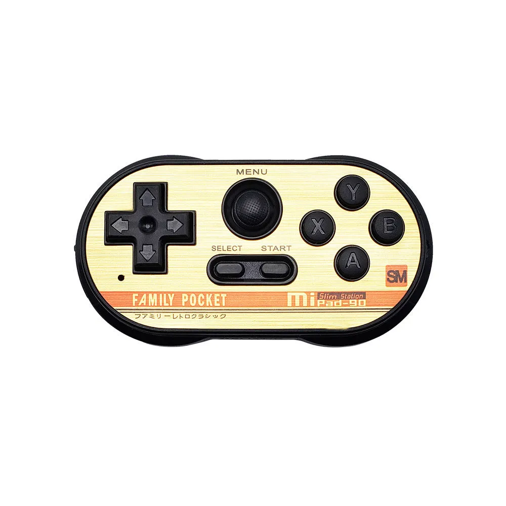 Mini handheld video game console with 20 built-in NES games, shown in black, measuring 85x45x15mm with AV output cable