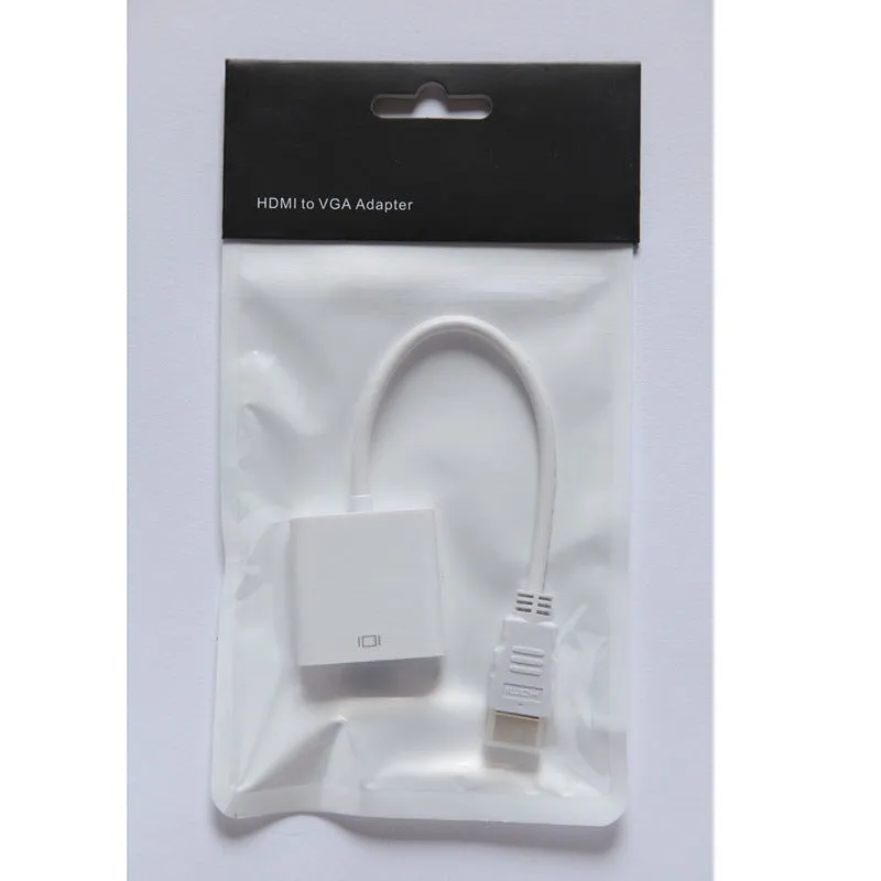 HDMI to VGA converter adapter with 0.3 metre black cable connecting to set-top box
