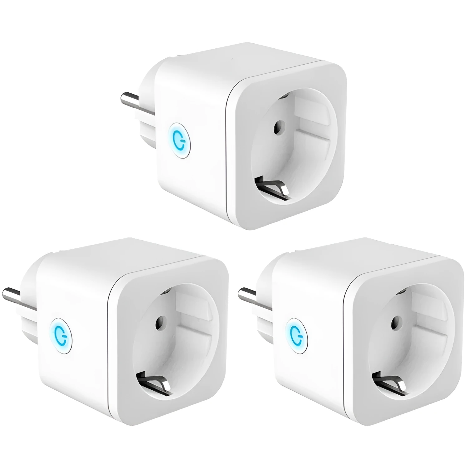 White Wifi smart socket 16A with power meter, EU plug, 55x50x82mm PC shell