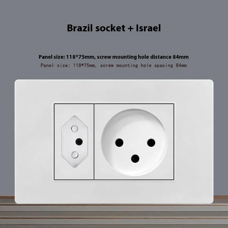 White 118 type 16A Israel socket panel with flame retardant body and phosphor bronze contacts