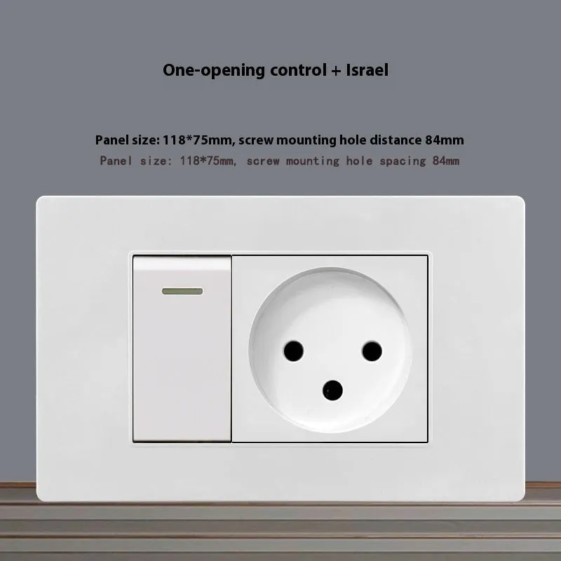 White 118 type 16A Israel socket panel with flame retardant body and phosphor bronze contacts