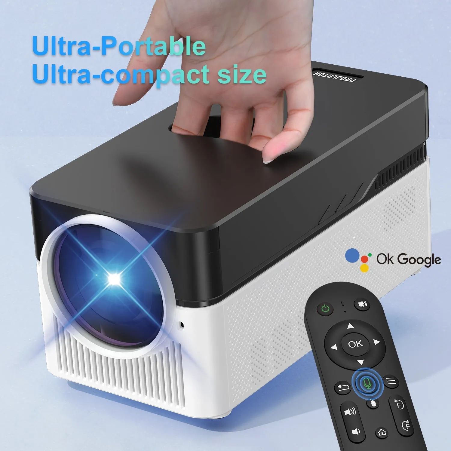 Ultra-short focus 1080p projector with 900 ANSI lumens black plastic body