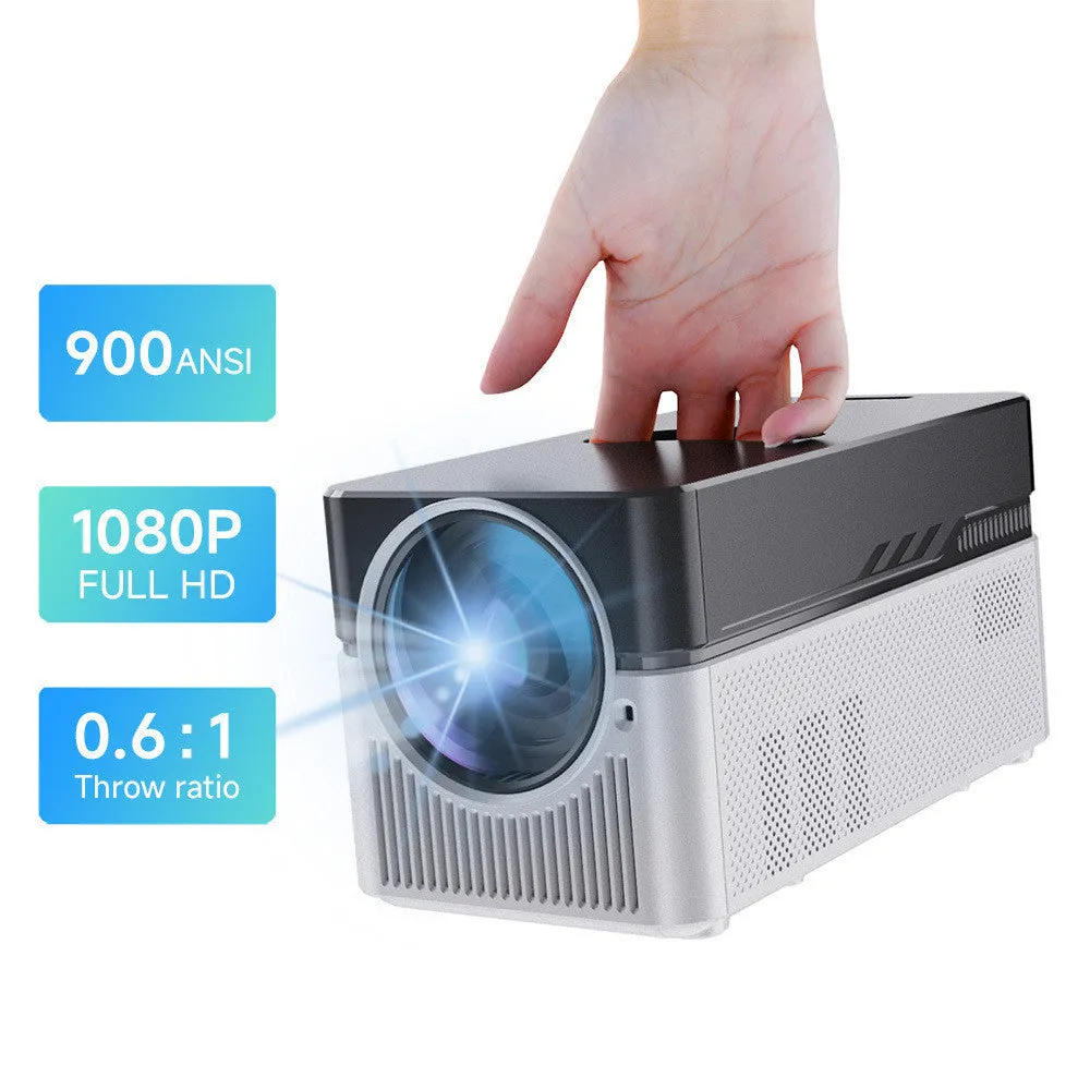 Ultra-short focus 1080p projector with 900 ANSI lumens black plastic body