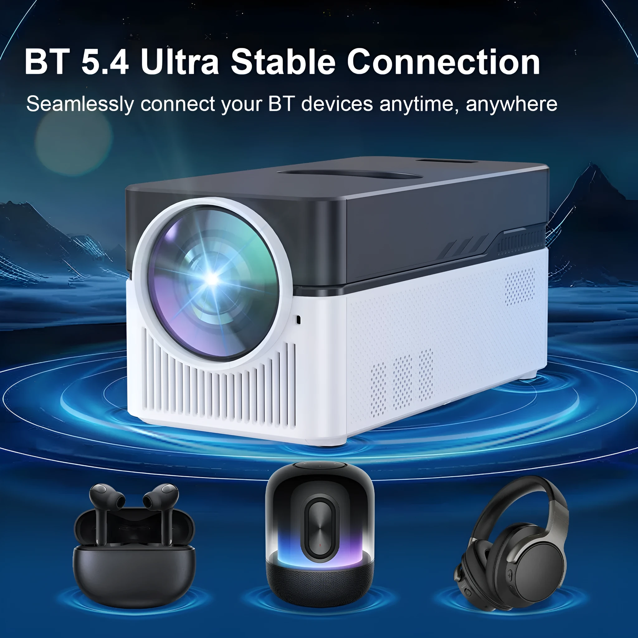 Ultra-short focus 1080p projector with 900 ANSI lumens black plastic body