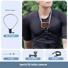 Magnetic neck strap mount with anti-shake for action camera and cell phone live streaming during cycling