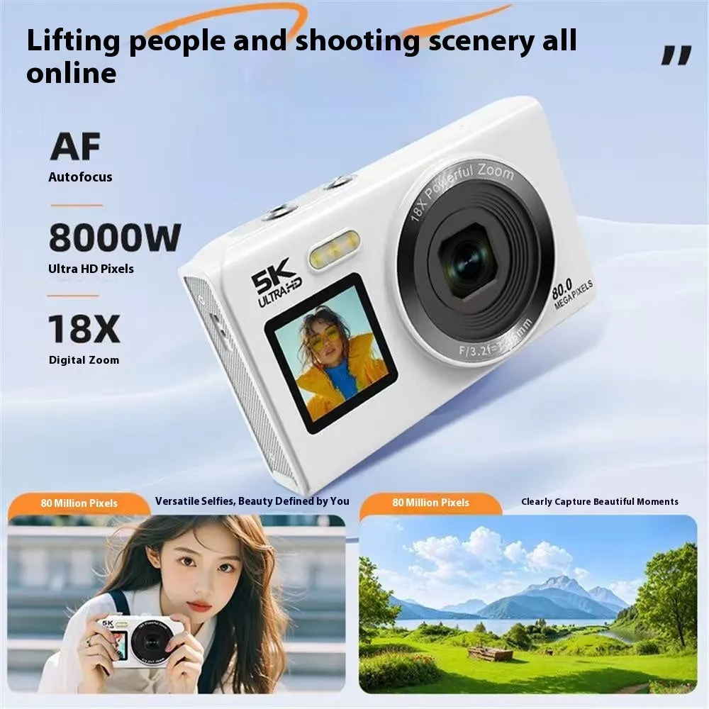 HD dual-screen selfie WIFI portable digital camera in black, 100x25x61mm