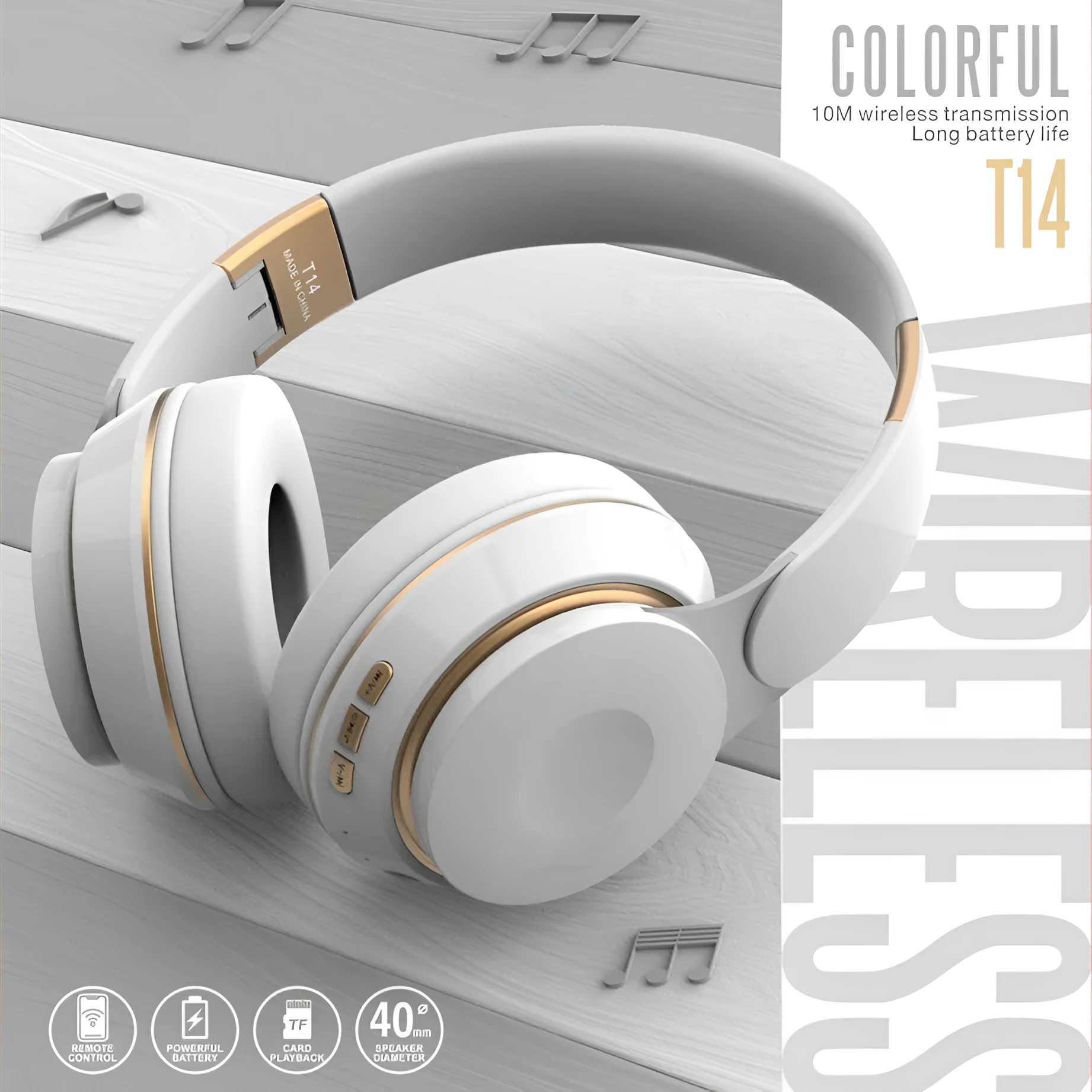 Foldable Bluetooth wireless headset earphones in multiple colours on a white background.
