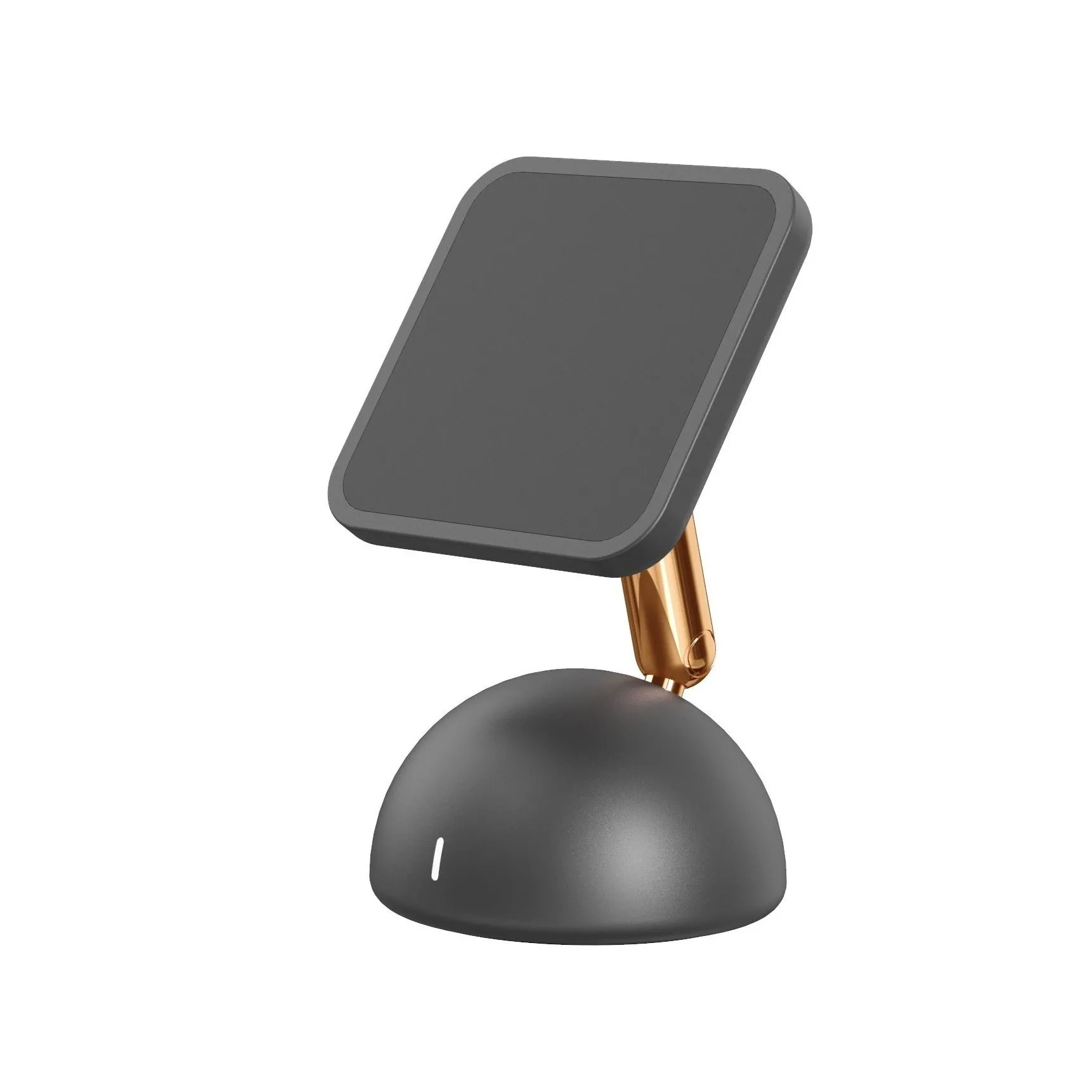 Mini magnetic desktop wireless charging stand in Space Grey with double ring magnet and LED indication