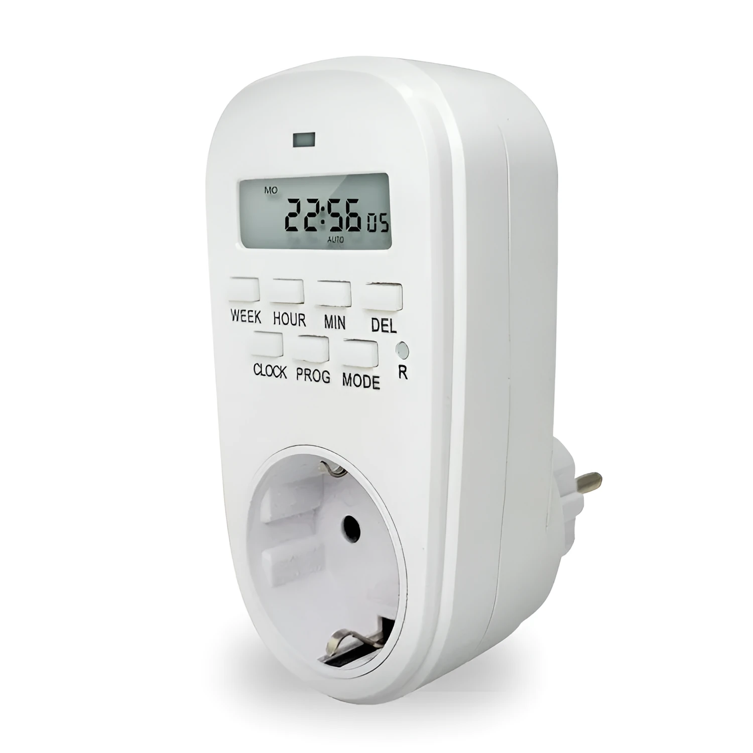 White digital timer timing programming socket with 7-day 20-group schedule, EU/UK/US plug options