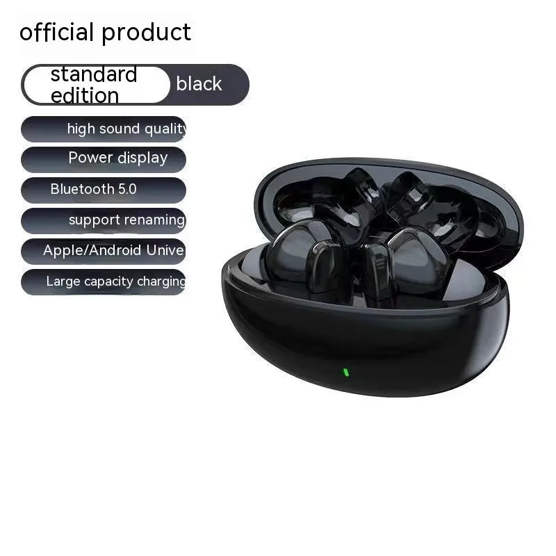 Wireless Bluetooth earphone in-ear noise reduction plastic with digital display and breathing light
