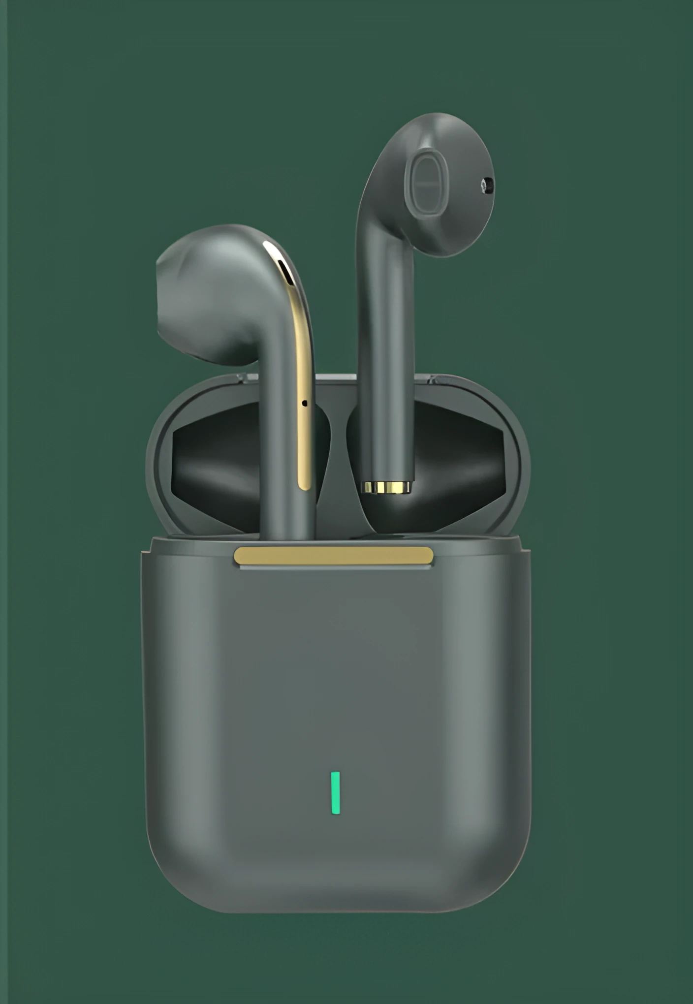 J18 Bluetooth headset with earphones and charging case in black