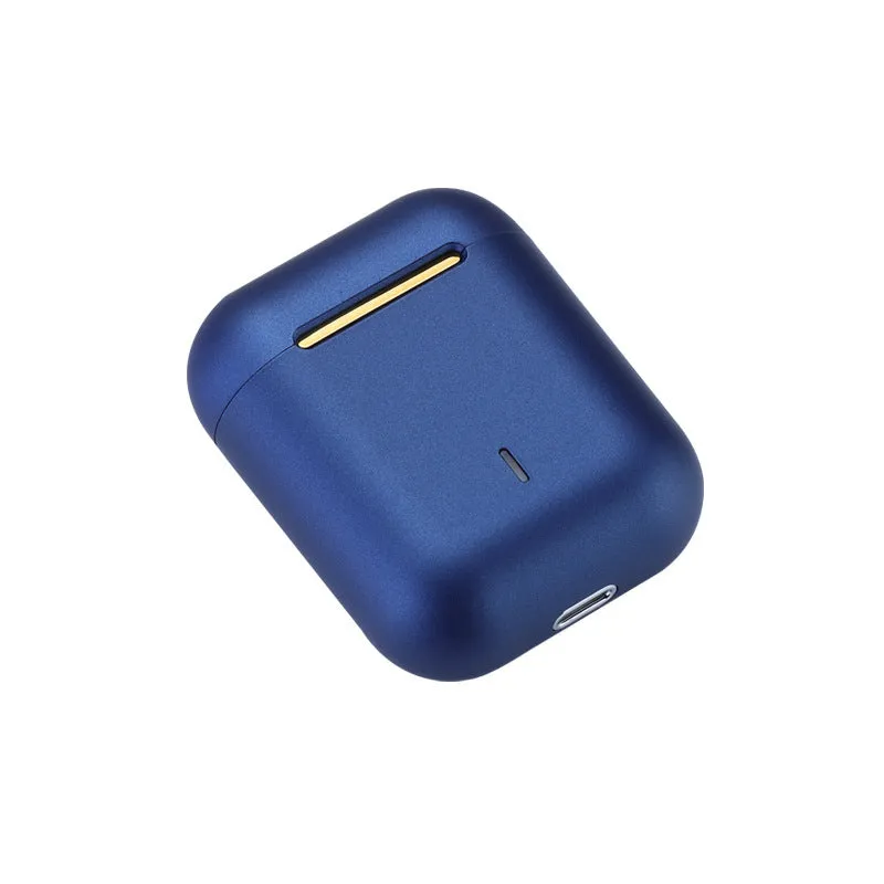 J18 Bluetooth headset with earphones and charging case in black