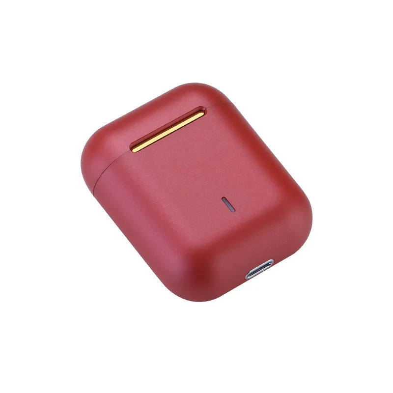 J18 Bluetooth headset with earphones and charging case in black
