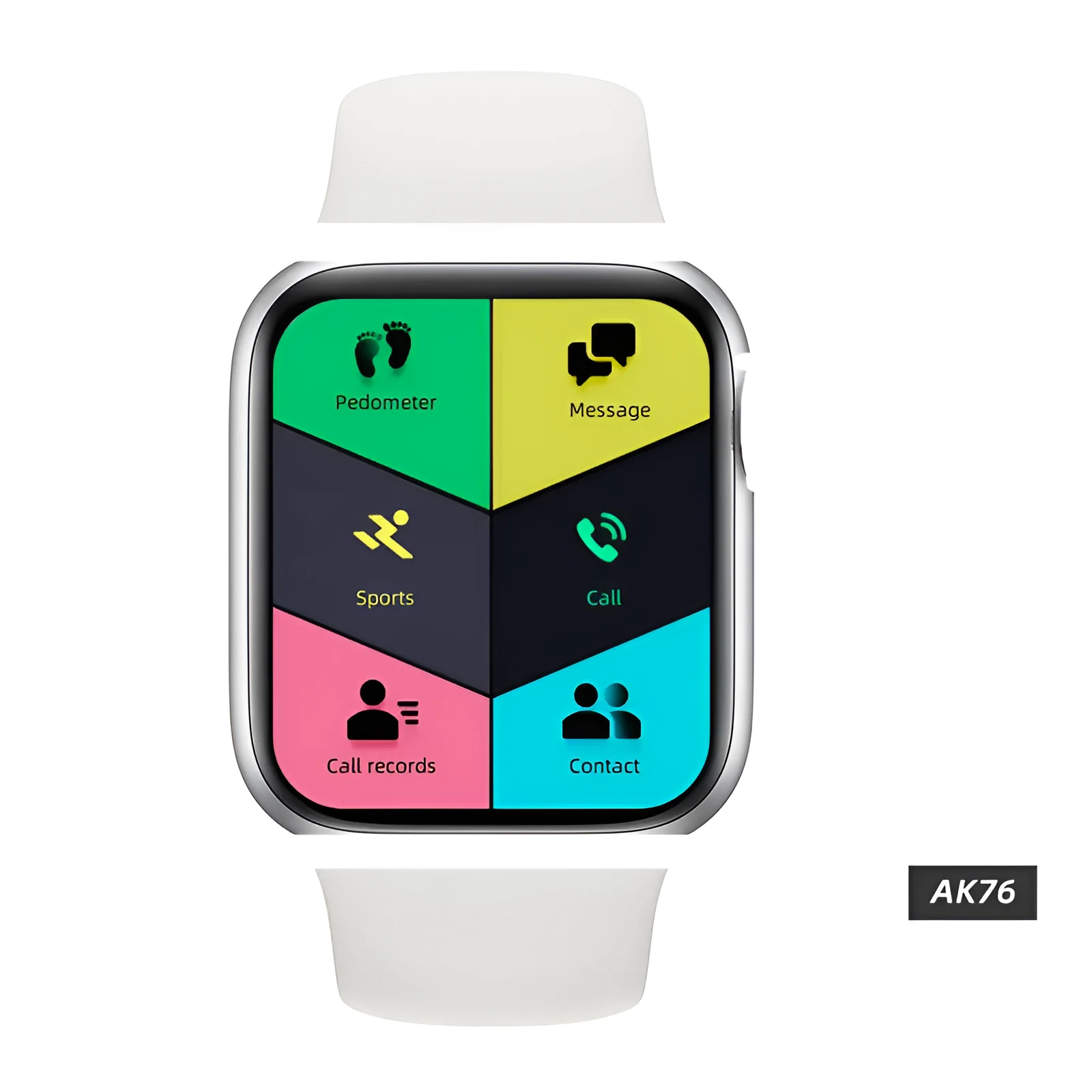 Bluetooth call smart bracelet sports watch with silicone strap, touchscreen, 220mAh battery, white