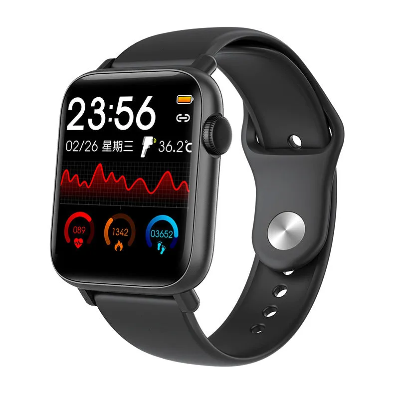 QS19 smart bracelet heart rate blood pressure temperature monitor 1.54 inch IPS display black TPU band