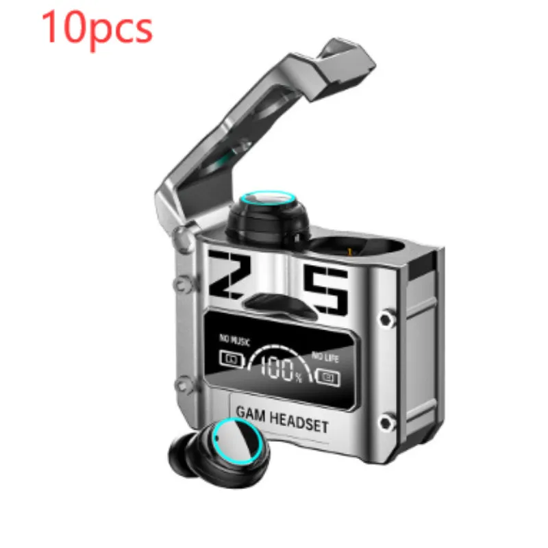 Science fiction metal capsule headset in bright silver with stereo earplug design