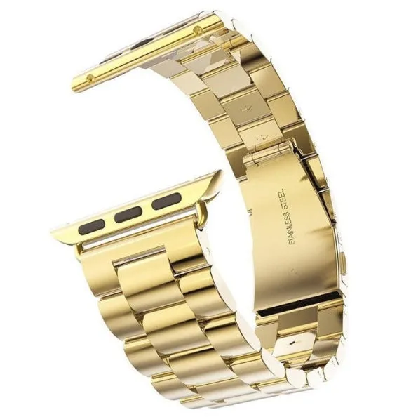 Classic stainless steel watchband in rose gold for 42mm watch case with metal link design
