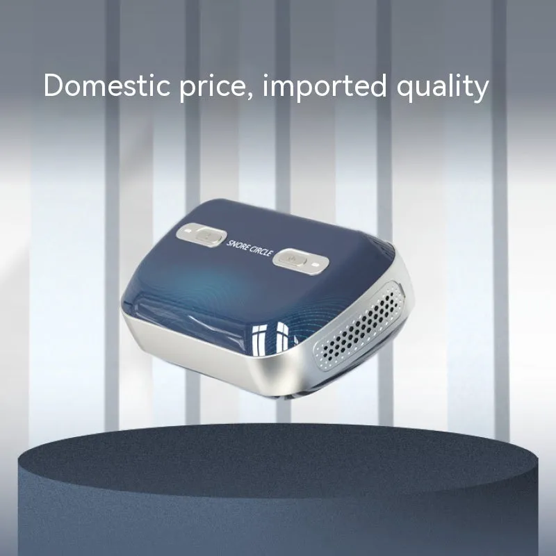 Yunzhongfei dark blue portable anti-snoring ventilator with nose mask and breathing pipeline on a table