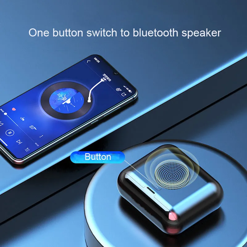 F9 5.0 black wireless Bluetooth headset with charging case, in-ear design
